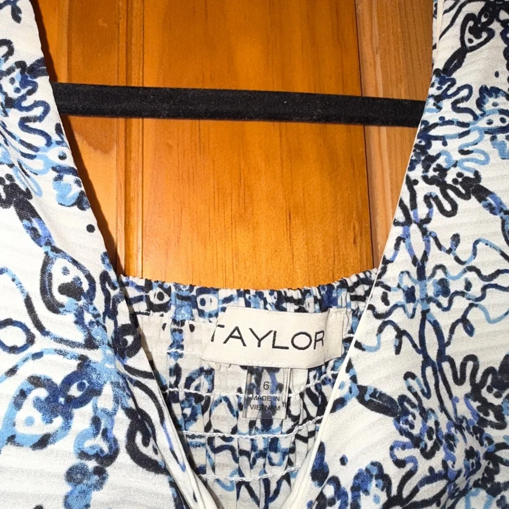 Taylor Navy and White Patterned Maxi Dress - Picture 3 of 8